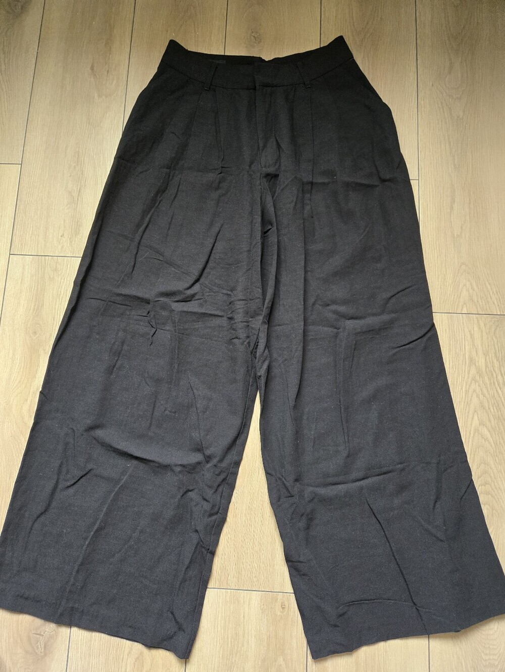 ZARA Wide Leg Pleated Highwaist Linen Blend Pants Size S